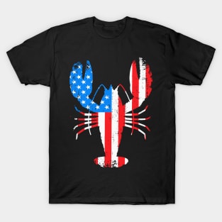 Mardi Gras Crawfish with US American Stars and stripes flag T-Shirt